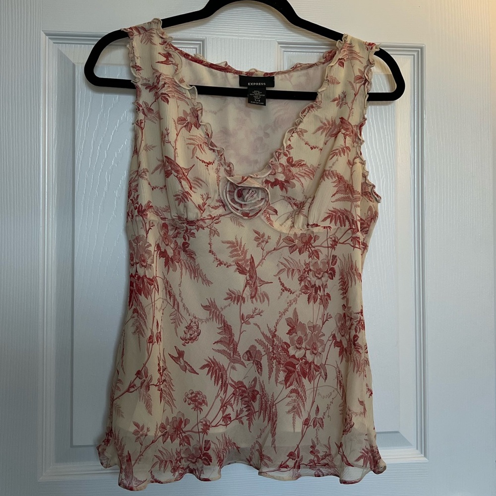 Vintage Y2K Express Silk Rosette Tank Top